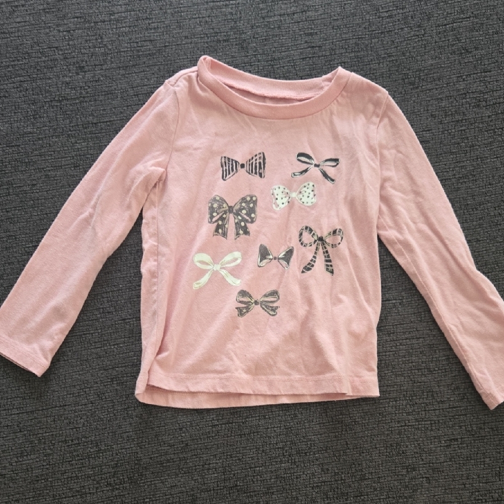 Pink Long Sleeve Kids Shirt with Bow Designs